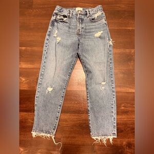 Frame Size 27 Denim Blue Cropped Le Original Distressed Jeans